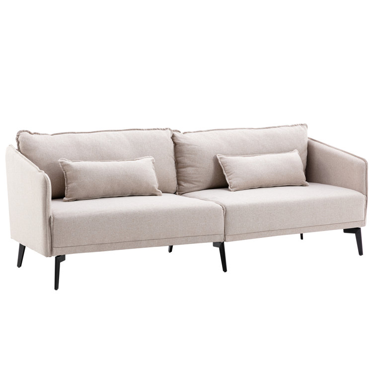 Corrigan Studio® Modern Sofa Couch, Linen Fabric Sofa With Metal Frame